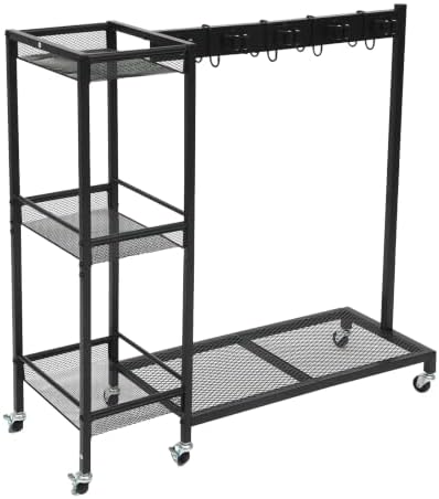 Broom Holder with Cleaning Supplies Organizer, Freestanding, Black