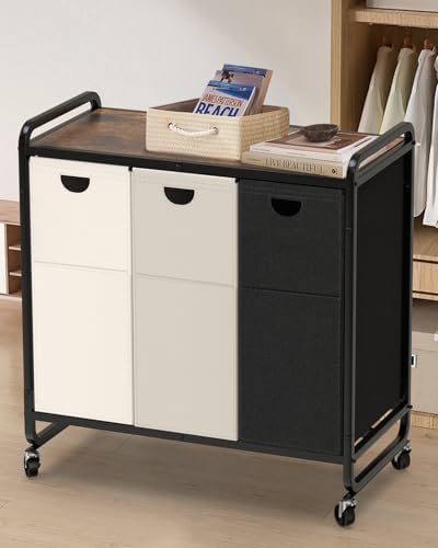 Laundry Sorter 3 Section,Laundry Basket with Wheels,3×15.8 Gal (60L)