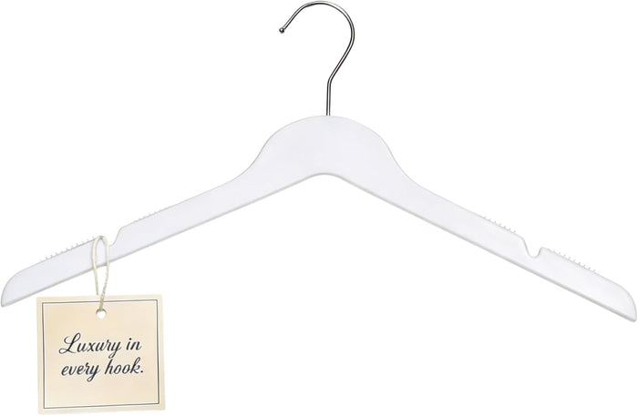 All Hung Up Hangers Slim Plastic Clothes Hangers, Space-Saving Design with Non-Slip Grip, Durable for Everyday Use, White, 100 pcs