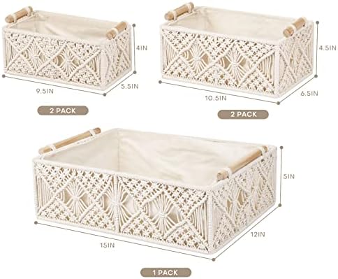 ANMINY 5PCS Macrame Storage Baskets for Organizing Boho Decor Baskets Storage...