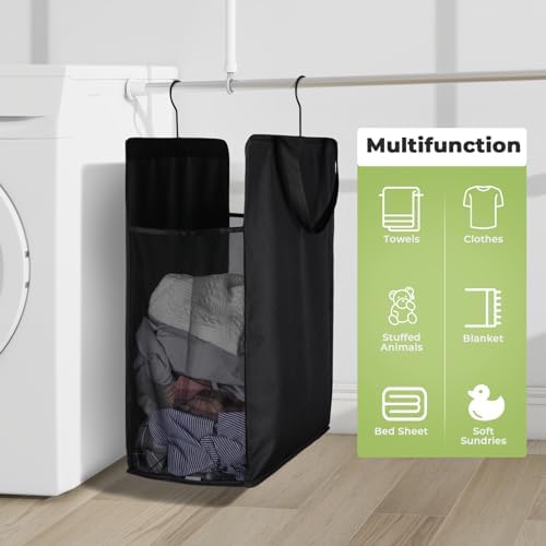FENTEC Hanging Laundry Hamper，2 Pack Black Hanging Laundry Basket