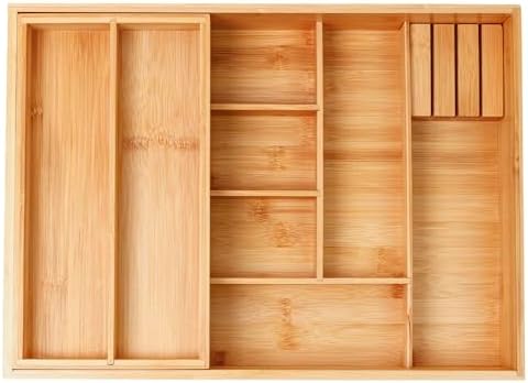 COIWAI Double Layer Bamboo Drawer Organizer Cutlery Utensil Silverware Drawer...