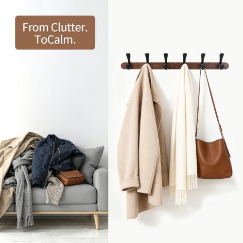 Walnut wall-Mounted Coat Rack 15.76" Spacing