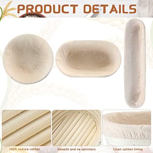 Gerrii 3 Packs Bread Banneton Proofing Basket 9" Round and 10" Oval...