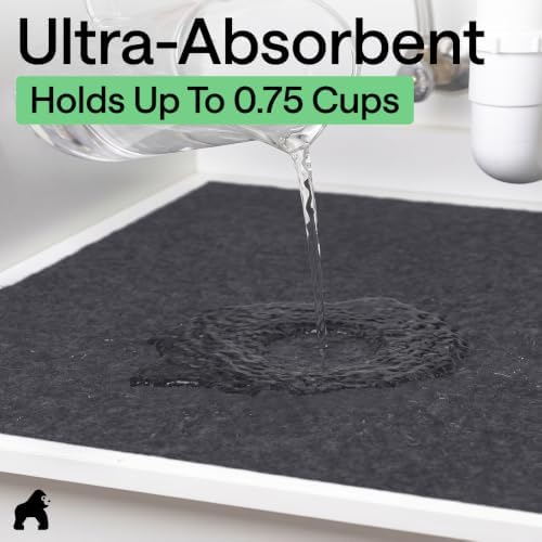 GORILLA GRIP LeakGuard Under Sink Mat for Kitchen Cabinet, 24x60 Charcoal