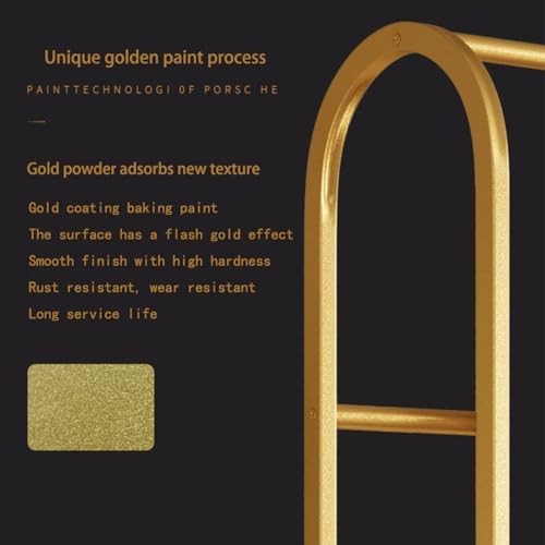 Gold Clothing Rack with 2 Shelves and Side Hooks,Freestanding Metal Garment R...