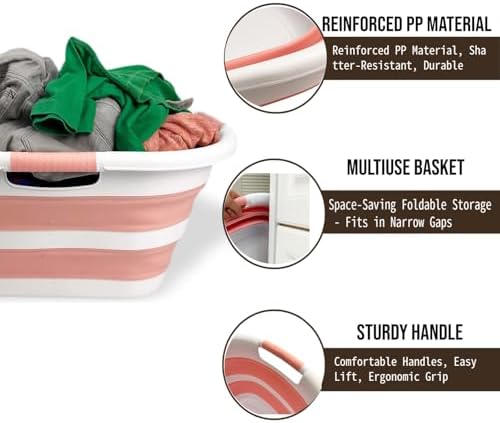 SAMMART 40L (10.5 gallon) Set of 2 Collapsible Plastic Laundry Hamper - Folda...