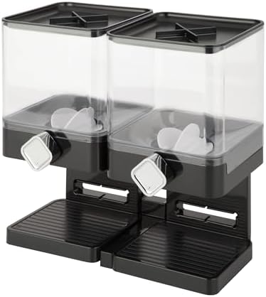 ZevrO Dry Food & Cereal Dispenser, 4.4 Cups, Black, Compact Dual