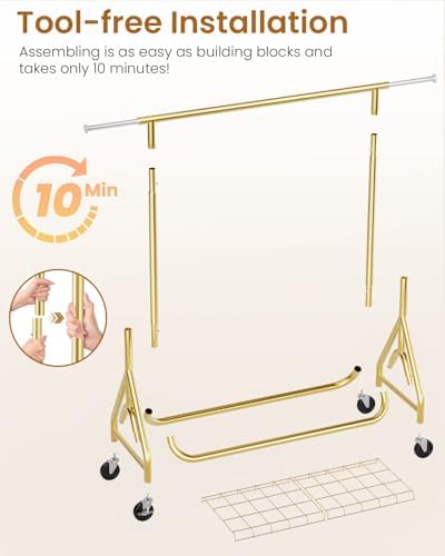 Heavy Duty Clothes Rack, Metal Clothing Rack Load 450 LBS, Rolling Coat Racks...