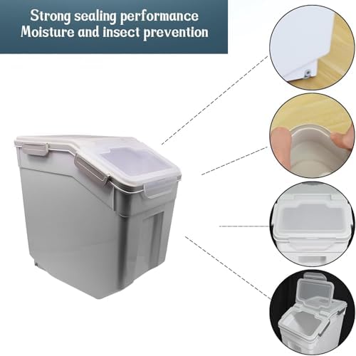 AnRui Dog Food Storage Container 30 Lb Rice Flour Bin with Wheels, 2 Pcs