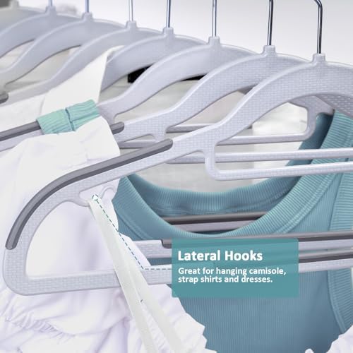 Tonswachic Coat Hangers, Space-Saving Plastic Clothes Hanger, 50 Pack, Gray