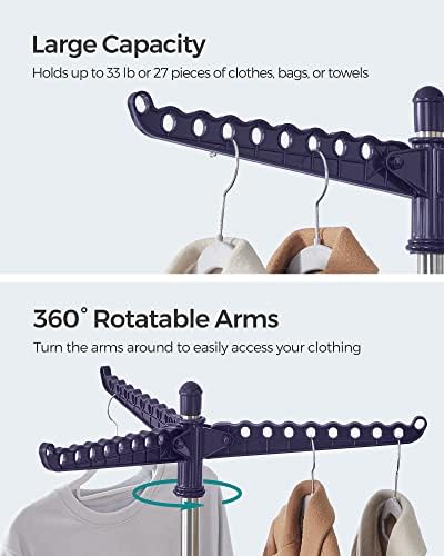 SONGMICS Clothes Drying Rack, 61.6-Inch Drying Rack, 3 Rotatable Arms