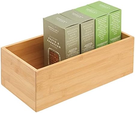 mDesign Bamboo Wood Organizer Storage Bin Box for Kitchen, Pantry, and Drawer...