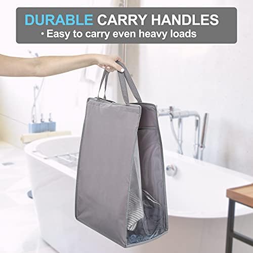 FENTEC Hanging Laundry Hamper，2 Pack Grey Hanging Laundry Basket