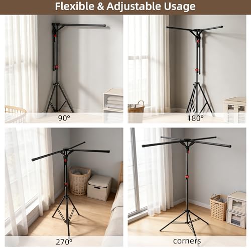Clothes Drying Rack Foldable, Adjustable Height with Fold Button