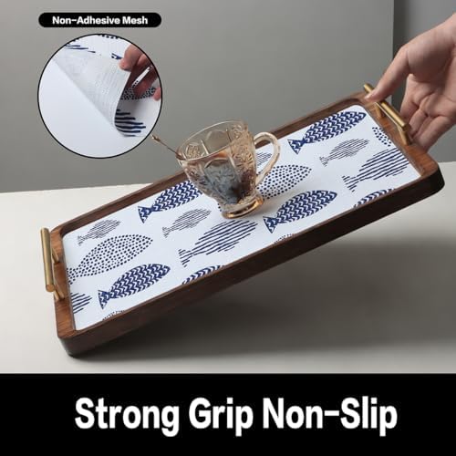 Blue Fish Drawer Shelf Liner for Kitchen Cabinets 15.7IN x 16.4FT
