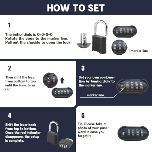 SEPOX® Large Padlock Combination Lock 2.2", Long Shackle, 4 Big Digit, 4Pcs