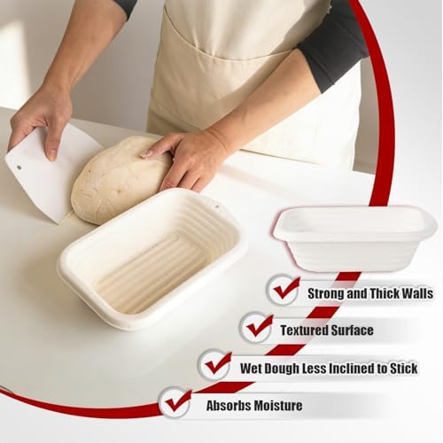 8" Rectangular Sourdough Banneton Bread Proofing Basket 6-Pack