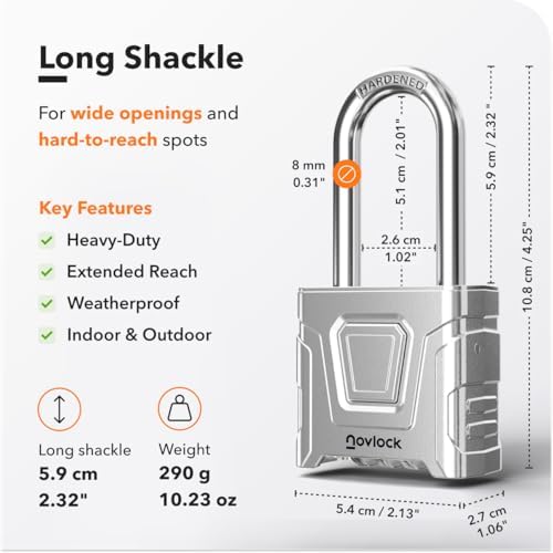 Outdoor Combination Lock, 2.3” Long Shackle, Weatherproof Padlock
