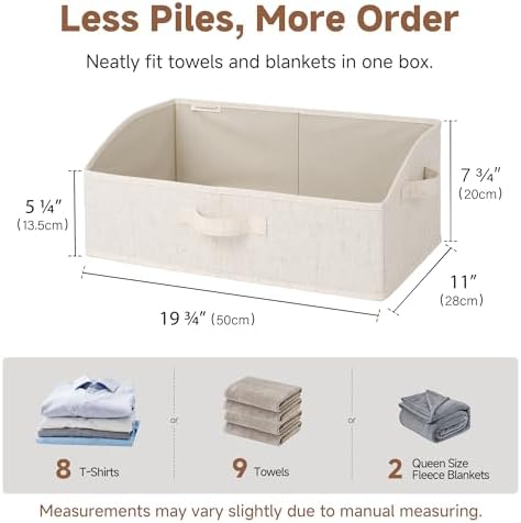 StorageWorks Closet Storage Bins, Beige(Cotton-linen), Large, 3-Pack