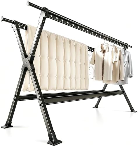 53-93 Inches Heavy Duty Foldable Clothes Drying Rack, Aluminum Alloy and Carb...
