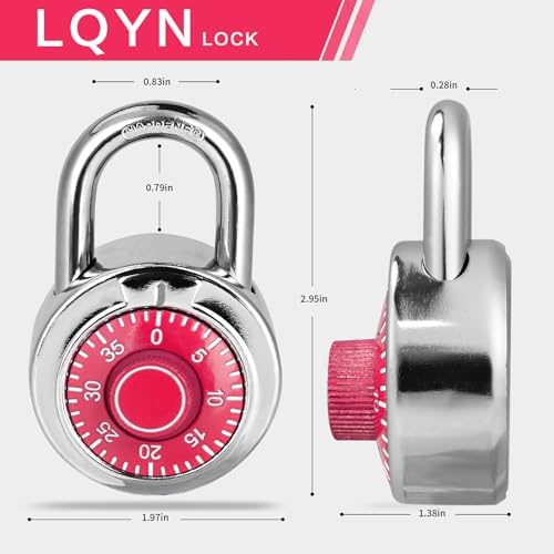 Combination Lock, LQYN Dial Combination Padlock, Pack of 48; Red
