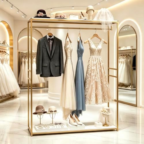 75" Tall Gold Clothing Garment Rack Boutique Retail Display Stand