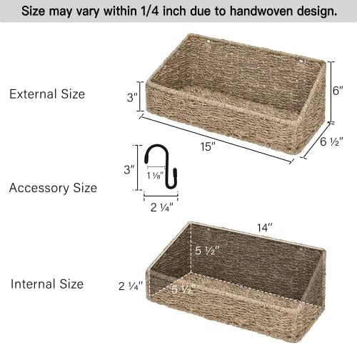 StorageWorks Woven Wall Baskets for Storage, Hanging Baskets for Organizing