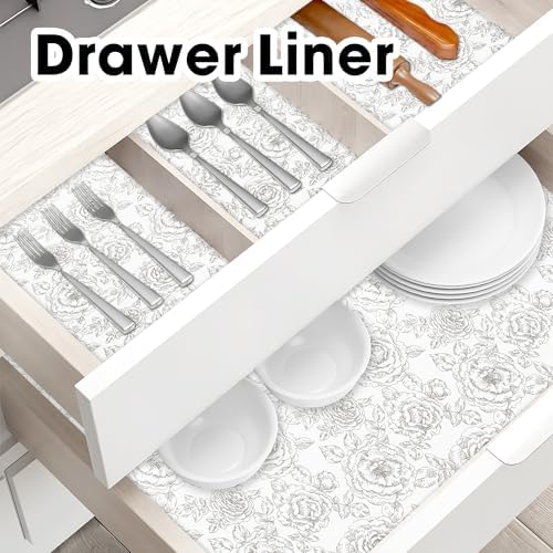 Drawer and Shelf Liner for Kitchen Cabinets Non-Adhesive Non-Slip