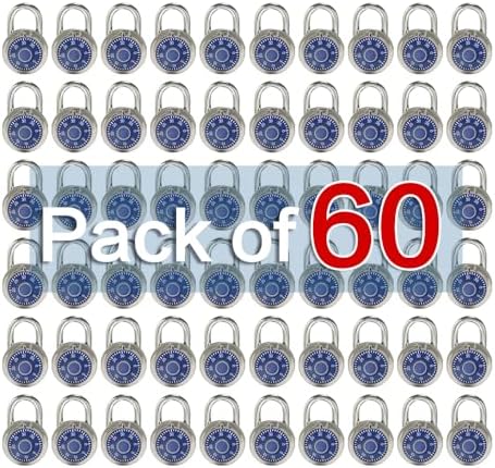 LanuBe Lock Standard Dial Combination Padlock 60 Pack Wide 2-in Blue Dial