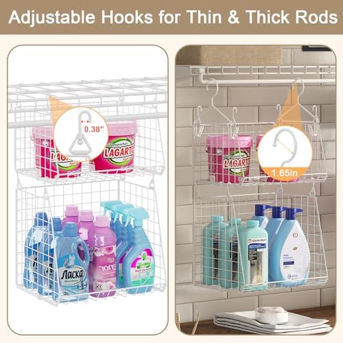 Sonyabecca 5-Tier Hanging Laundry Basket Organizer: Foldable Wire Shelf Baske...