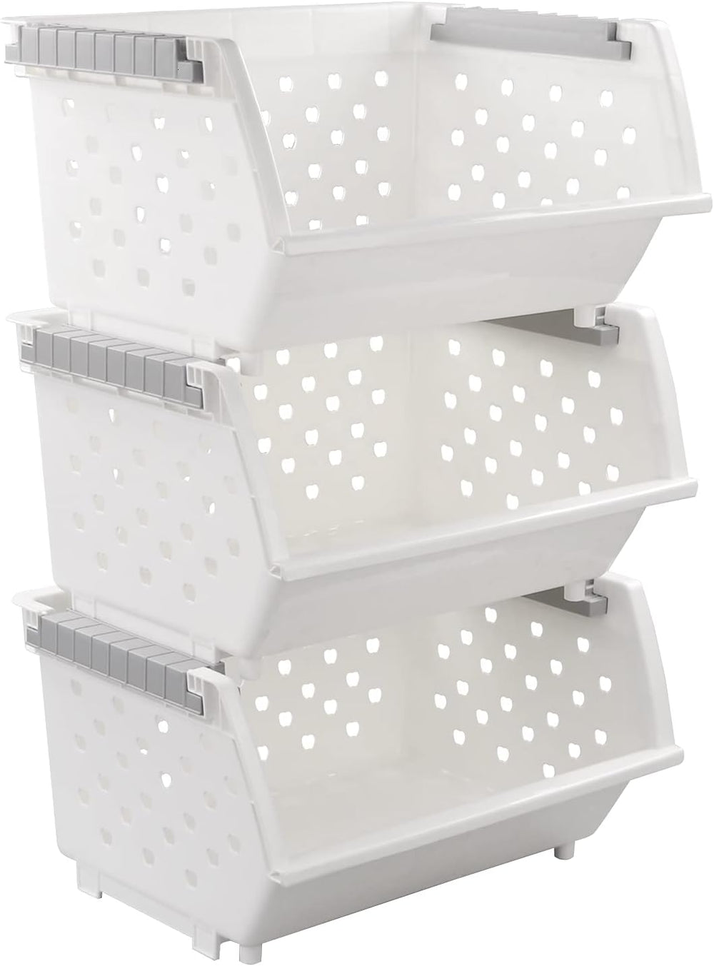 Stackable Pantry Storage Baskets, 3-Pack Snack Storage Baskets
