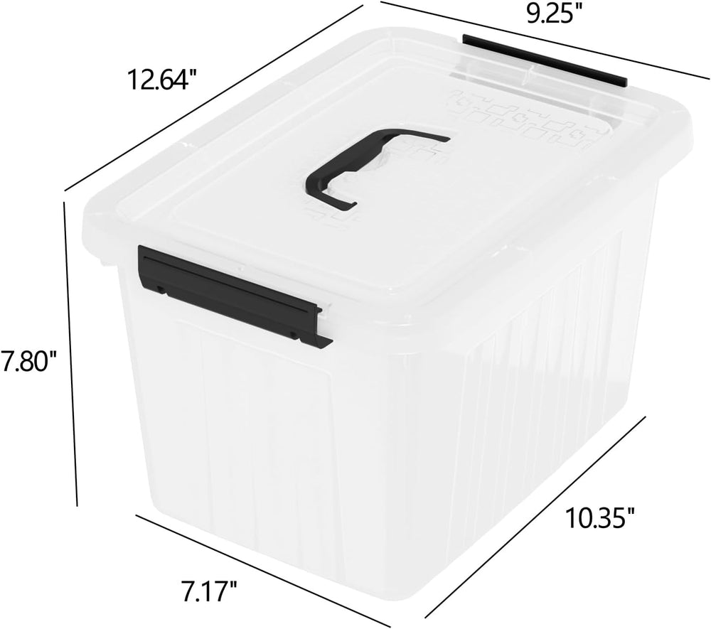 10 Quart Clear Plastic Storage Box Bins with Handle Lids, 4-Pack