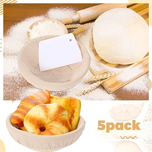 Nuogo 5 Pack Banneton Bread Proofing Baskets 8.5" Round with Liners