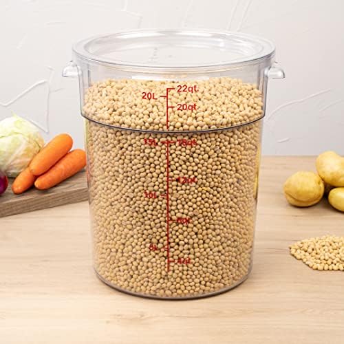 Restaurantware 22 qt Round Clear Plastic Food Storage Container, 10 Pack