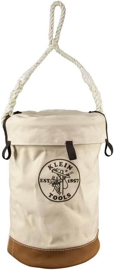 Klein Tools 5104VT Leather Bottom Bucket with Velcro Top Featuring Multiple A...
