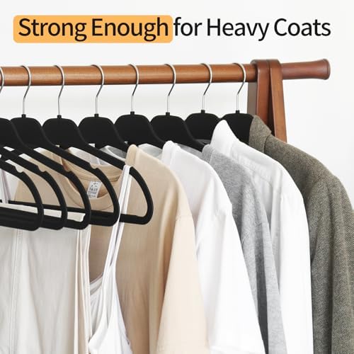 Non-Slip Rubber Coated Hangers, 50 Pack Plastic Clothes Hangers with 360° Swi...
