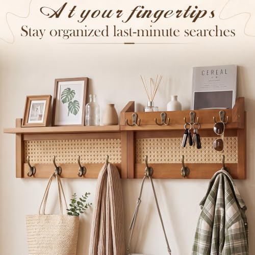 Novabright 29" Coat Rack Wall Mount with Shelf for Entryway, Wooden