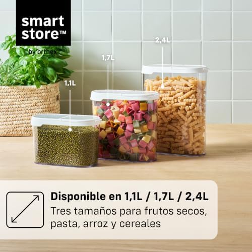SmartStore Cereal Storage Containers, Set of 2 x 1.1 L | Stackable, Clear, Fl...