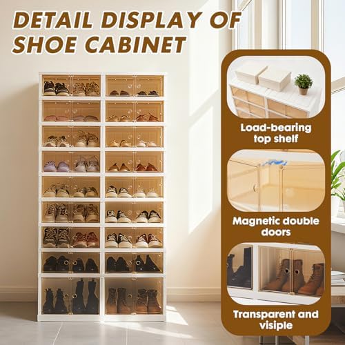 SAYMA 9 Tiers-36 Pairs Folding Shoe Rack Organizer Cabinet with Doors