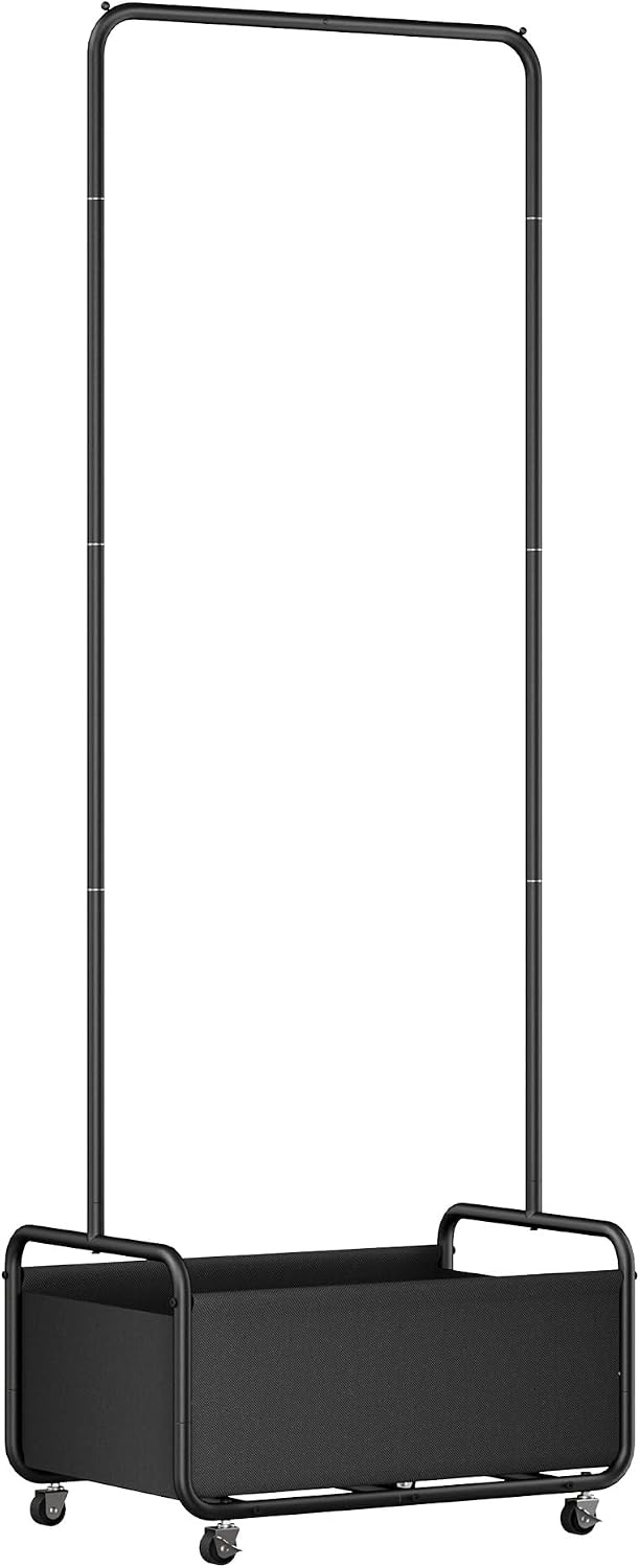 Dunatou Small Clothes Rack with Wheels & Bottom Basket – Heavy Duty Rolli...