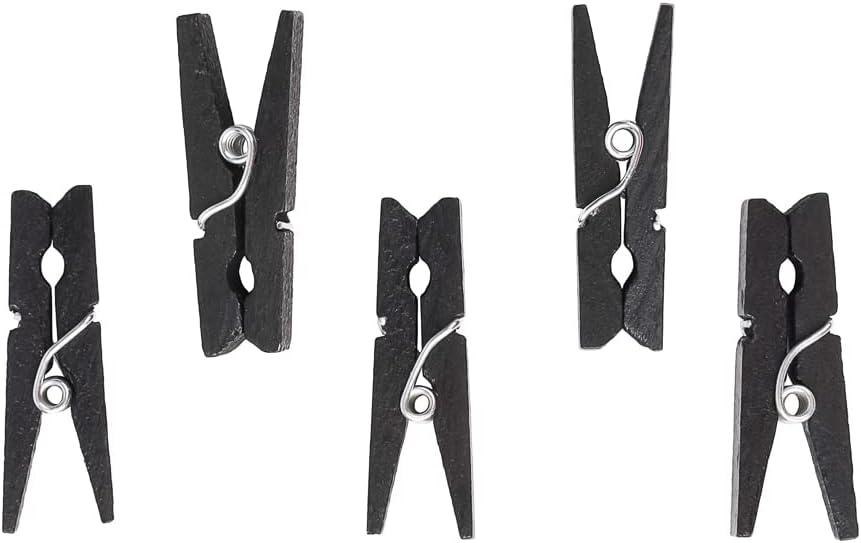 Restaurantware 1 1/4 in Black Bamboo Mini Clothespins, Food Clips, 500 Ct