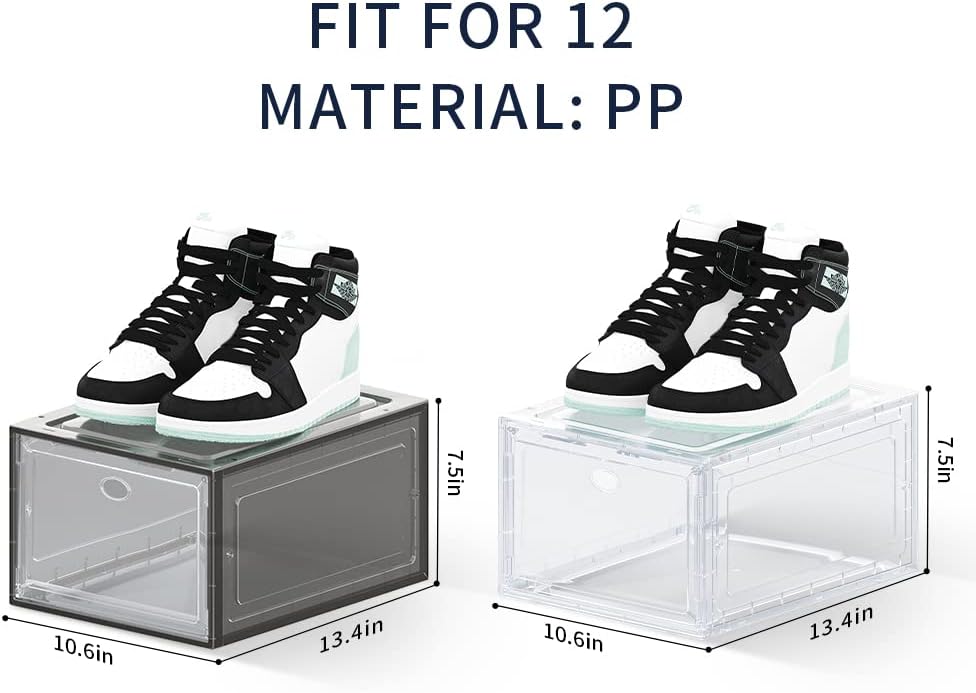 Large Clear Plastic Shoe Boxes Stackable Organizing Sneaker, 10 Pack Drop Fro...
