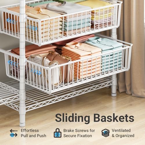 VIPEK V10 Heavy Duty Clothes Rack Wire Garment Rack Cloaet System, White