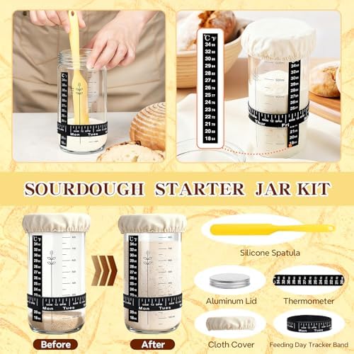 Umite Chef Sourdough Starter Kit, Banneton Bread Proofing Baskets Set