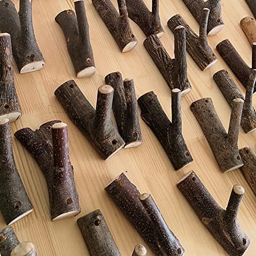 8Pcs Real Wood Tree Branch Wall Hook with Bark Trunk 2cm-3cm