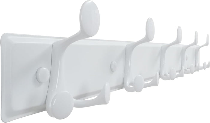 SKOLOO 15 Hooks Wall Mounted Coat Rack, 30 Inch Modern Coat Hanger for Entryway, Bathroom, Garage, Lightweight with 16 Inch Stud Spacing Design, Matte White