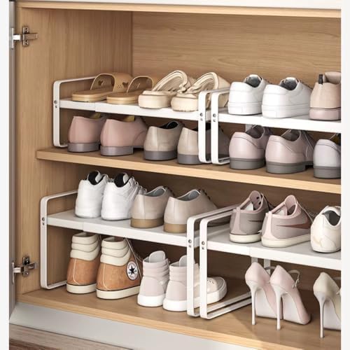 2-Pack Expandable Shoe Rack, Closet Organizer, 10" High, 15"-24"