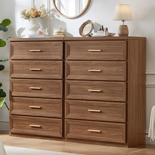 RWYHG Dresser Set for Bedroom with 5 Drawers 45" Tall with Gold Handle