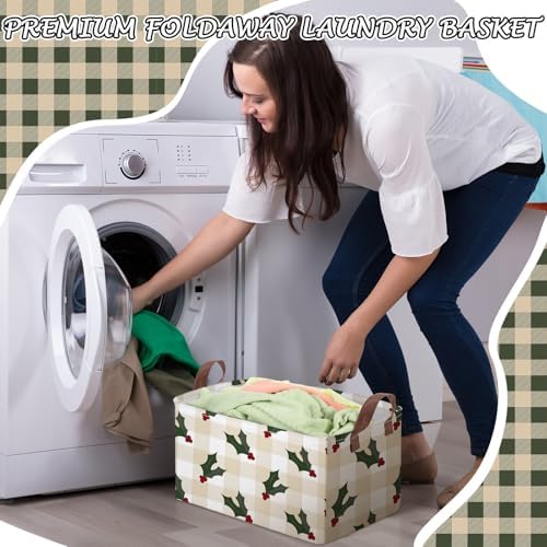 Boao 6 Pack Neutral Christmas Gingham Storage Baskets for Gifts Empty